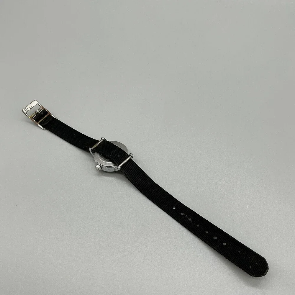 Vintage Timex Womens Watch 24mm White Dial Silver Tone Black Manual Wind